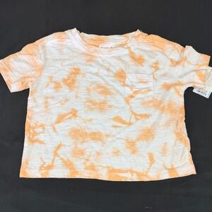 Cat & Jack Orange Tie-Dye Kids T-Shirt with front pocket size XS 4/5 new peach